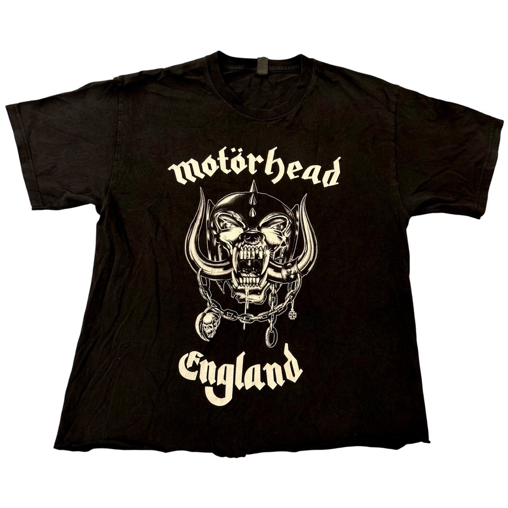 Motorhead England Snaggletooth Band Tee Cropped Black Graphic T-Shirt Medium